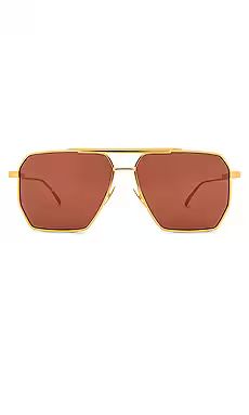 Bottega Veneta Angular Pilot in Shiny Gold & Solid Warm Brown from Revolve.com | Revolve Clothing (Global)