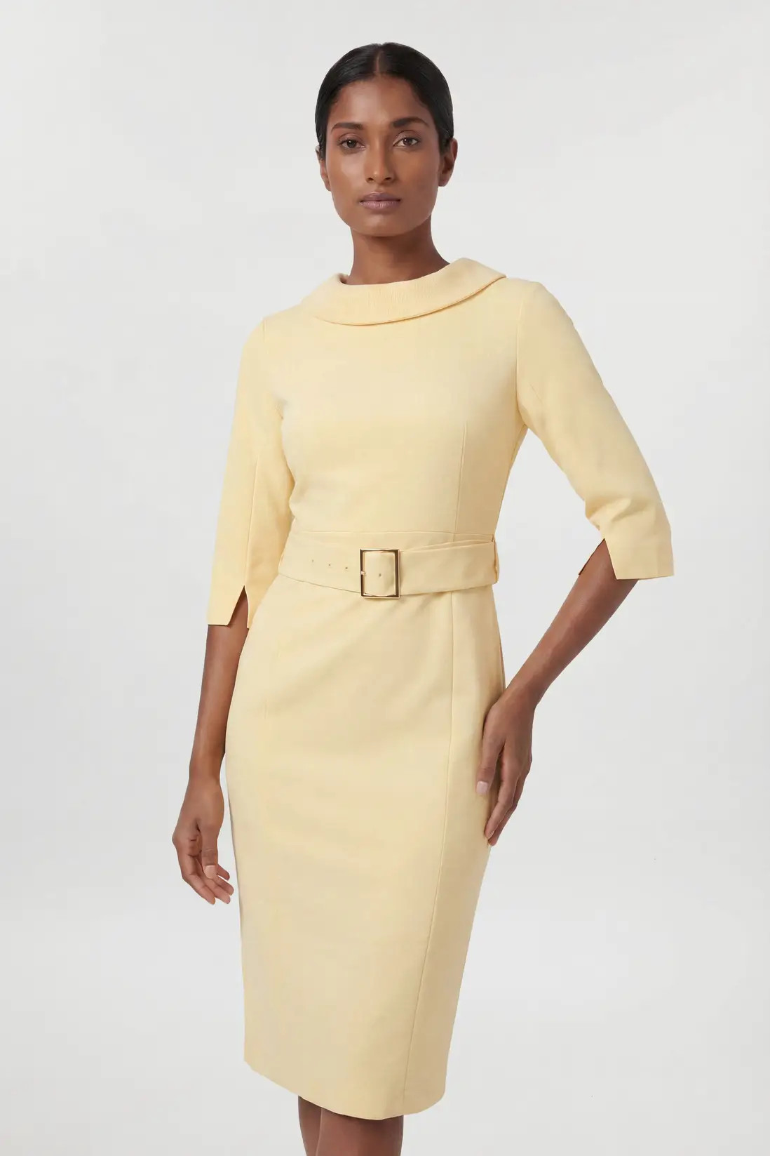 Petite Tailored Roll Neck Pencil Midi Dress | Karen Millen