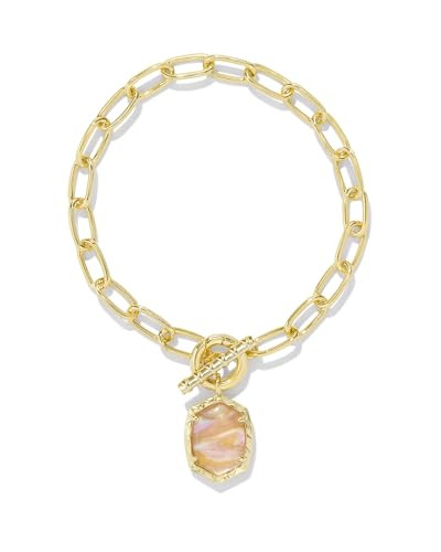 Kendra Scott Daphne Link And Chain Bracelet, Gold-Plated Brass, Light Pink Iridescent Abalone, Fashion Jewelry for Women | Amazon (US)