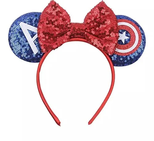 CLGIFT Avenger caption America Marvel minnie ears, Silver gold blue minnie ears, Rainbow Sparkle ... | Walmart (US)