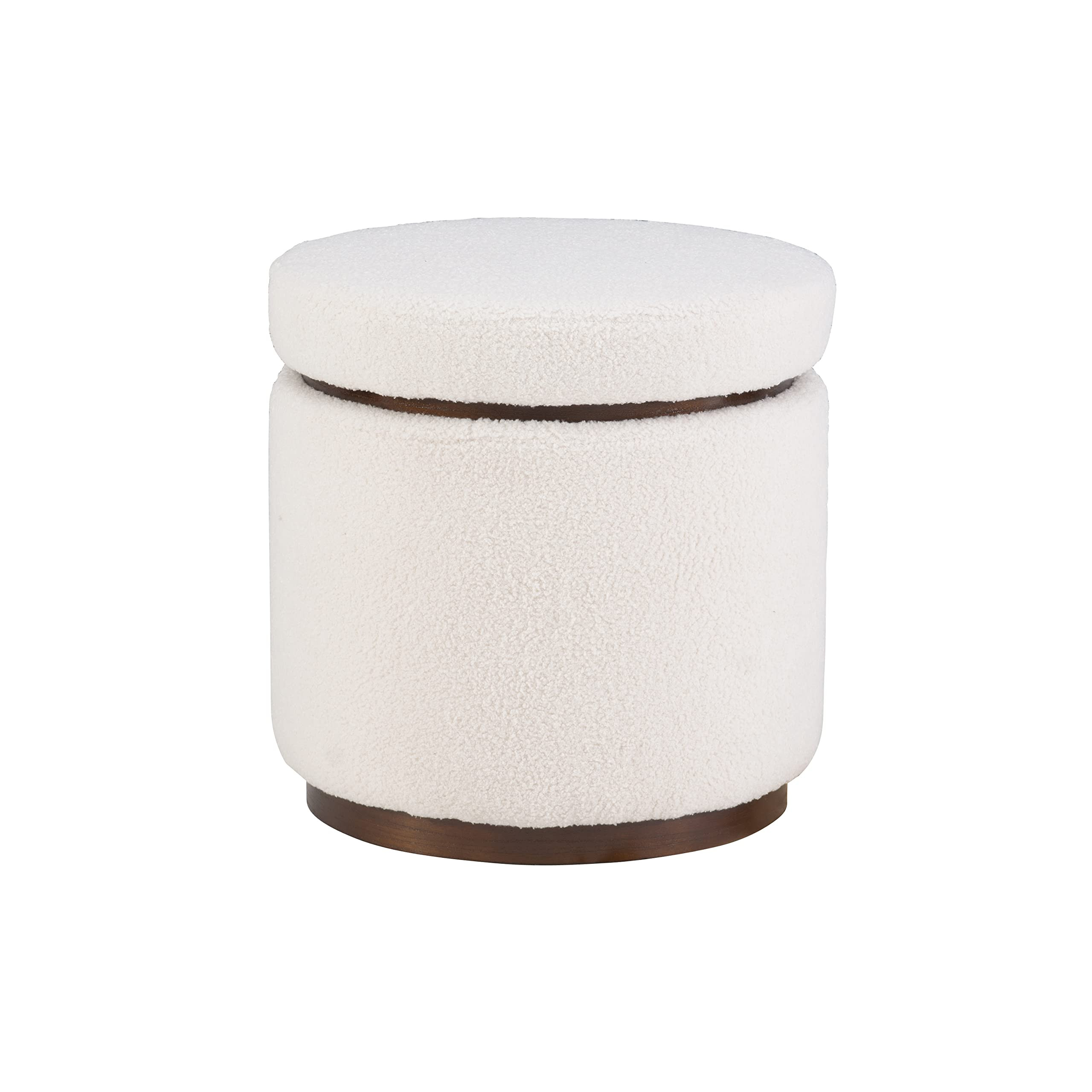 Lexington Natural Sherpa Round Storage Ottoman with Wood Accent by Linon | Amazon (US)