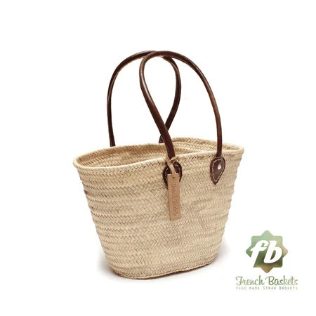 Straw Bag Natural Medium Basket Long Handles French Baskets | Walmart (US)