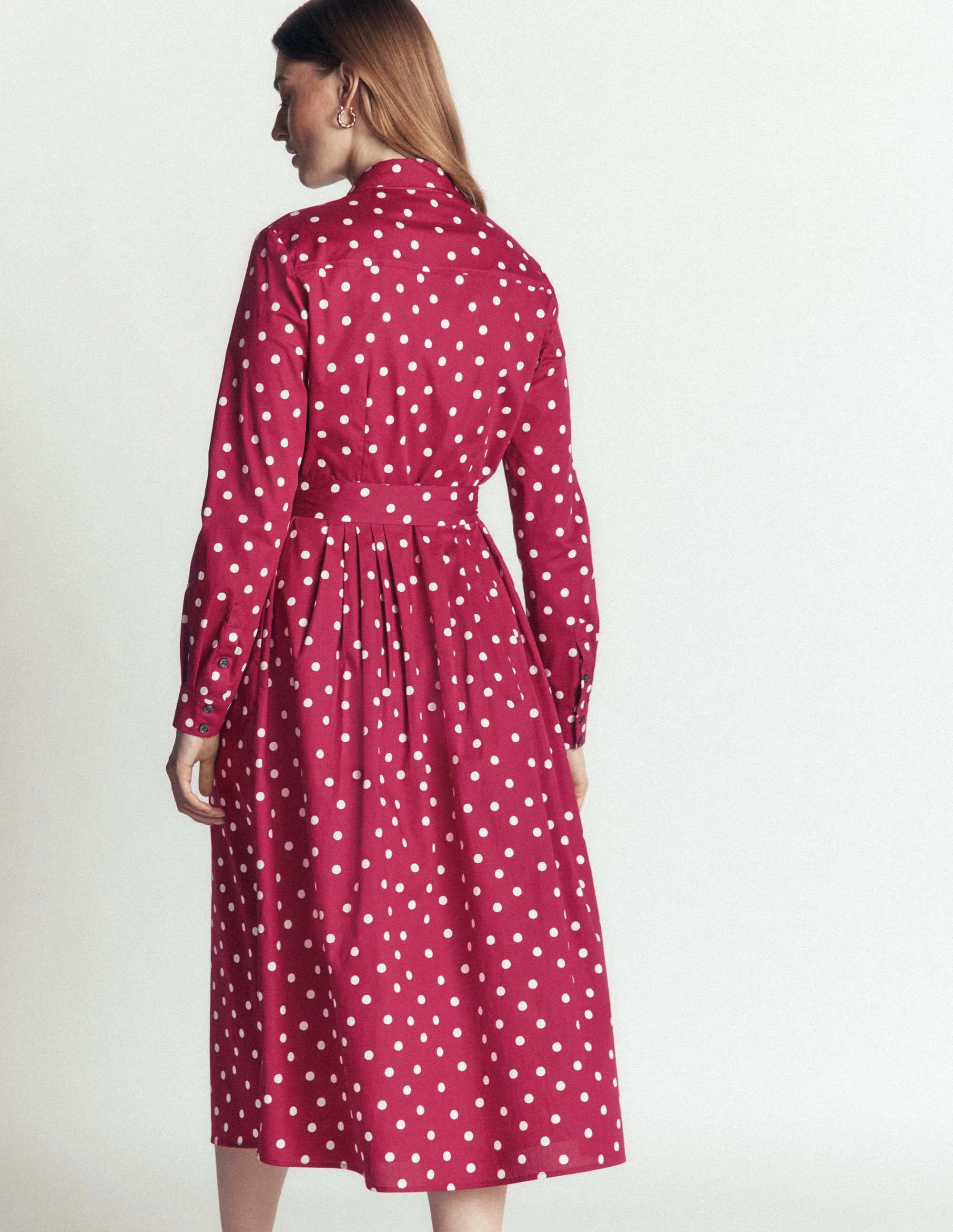 Alexa Cotton Midi Shirt Dress-Ruby Red, Boden Spot | Boden (US)