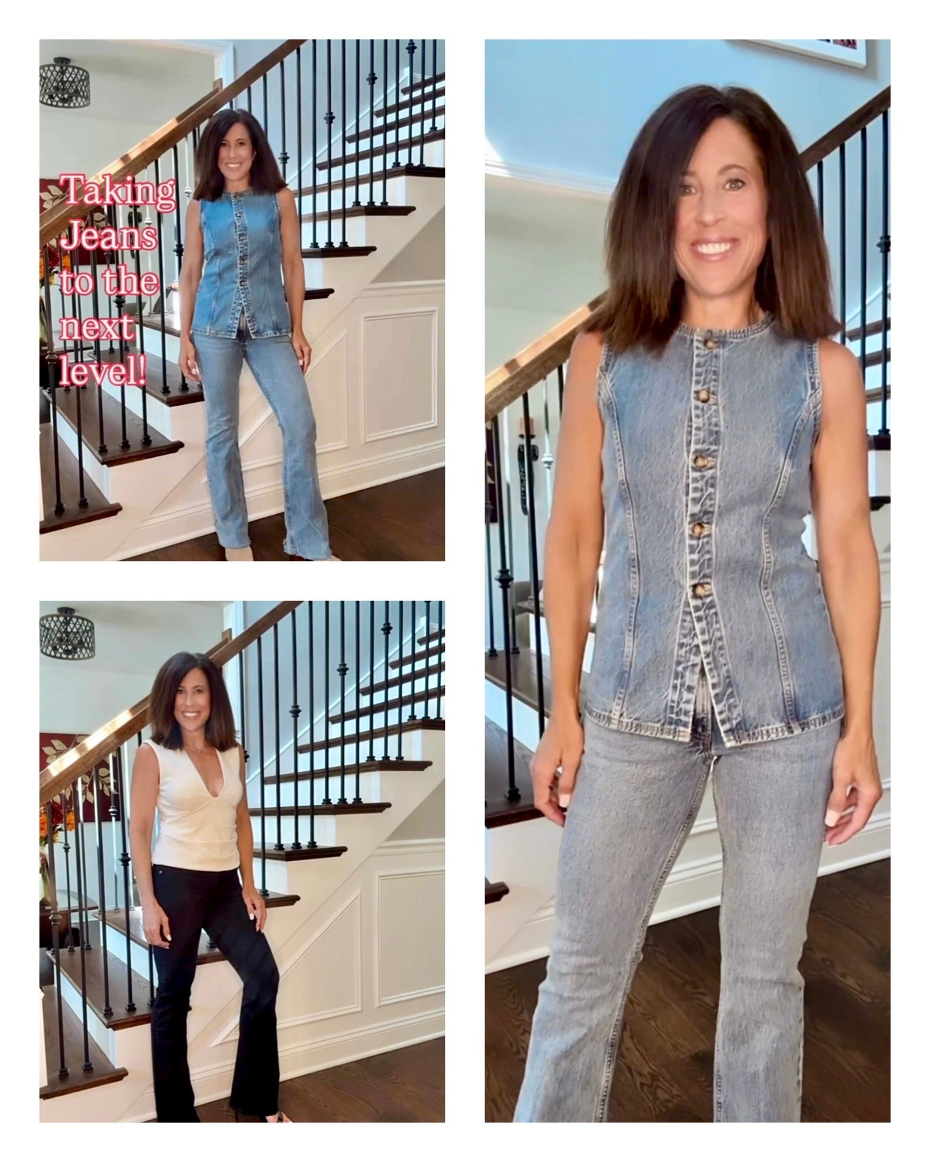 Abercrombie Jean 

Jean Outfit 1: Country Concert Style! Boot cut jeans with a raw hem, styled with a fitted jean vest and ankle boots. The stretch is perfect for dancing!

Jean Outfit 2: Lunch Date! ‘90s Relax fit jeans with curve-friendly design and stretch. Styled with a bow-tie top and wedge heels.

Jean Outfit 3: Date Night Chic! Classic black boot cut jeans paired with a cream ruched top and black heels.

#fashion #jeans #style #casualstyle #casualchic #outfitideas #heels #sandals #topshop #tops #concerts #ootd #styleinspo #summerstyle 

Follow my LTK @Style_with_Michelle on the @shop.LTK app to view this post and get my exclusive app-only content!

#liketkit 
@shop.ltk
https://liketk.it/5kU1t

#LTKU #LTKStyleTip #LTKOver40