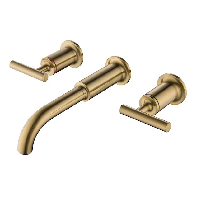 WELLFOR WB Bathroom Faucets Brushed Gold 2-handle Wall-mount Bathroom Sink Faucet Lowes.com | Lowe's