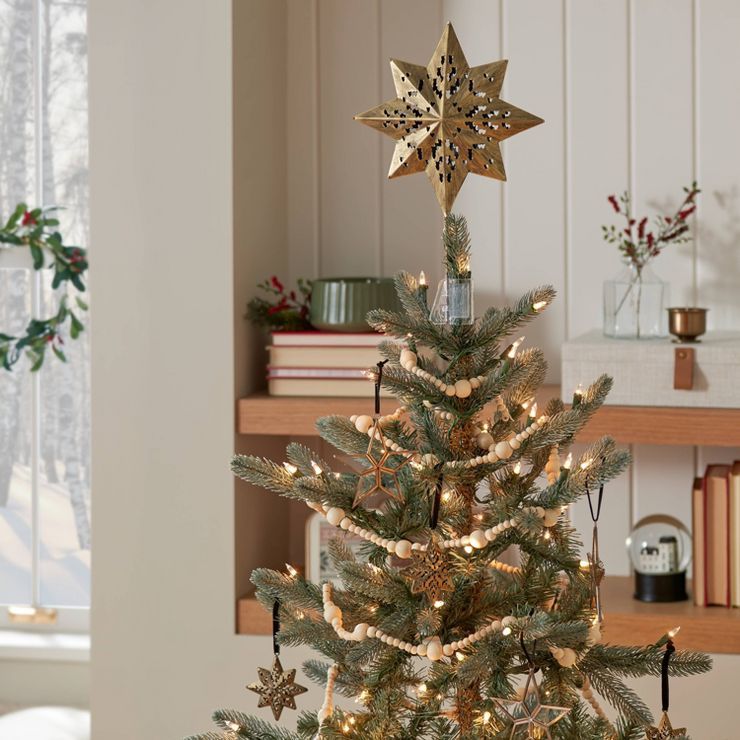 13&#34; Perforated Geometric Star Christmas Tree Topper Brass Finish - Hearth &#38; Hand&#8482; w... | Target