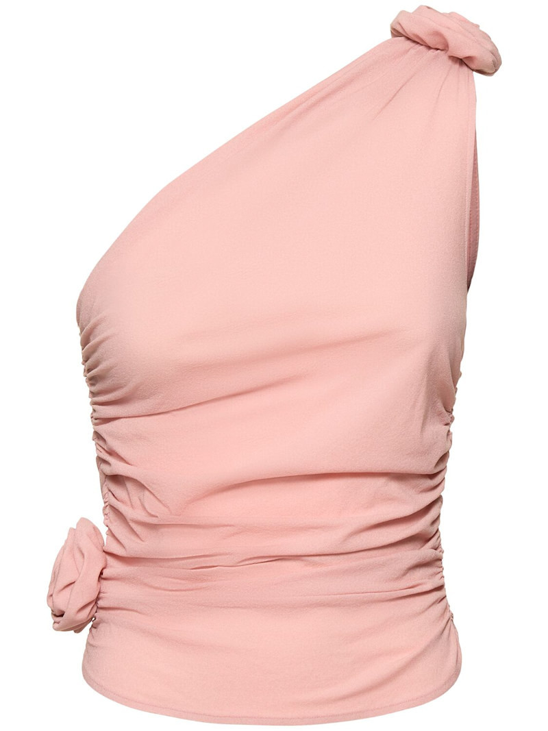 Jersey one shoulder draped top w/ rose | Luisaviaroma