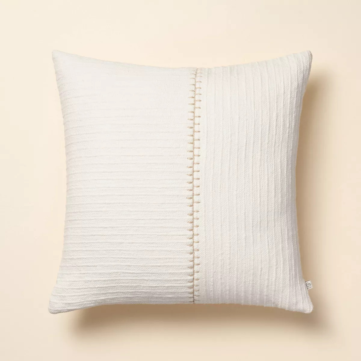 18"x18" Textured Stitch Stripe Square Throw Pillow Cream - Hearth & Hand™ with Magnolia | Target