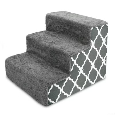 Best Pet Supplies Foam Pet Steps for Small Dogs and Cats - Gray Lattice Print, 3-Step | Target