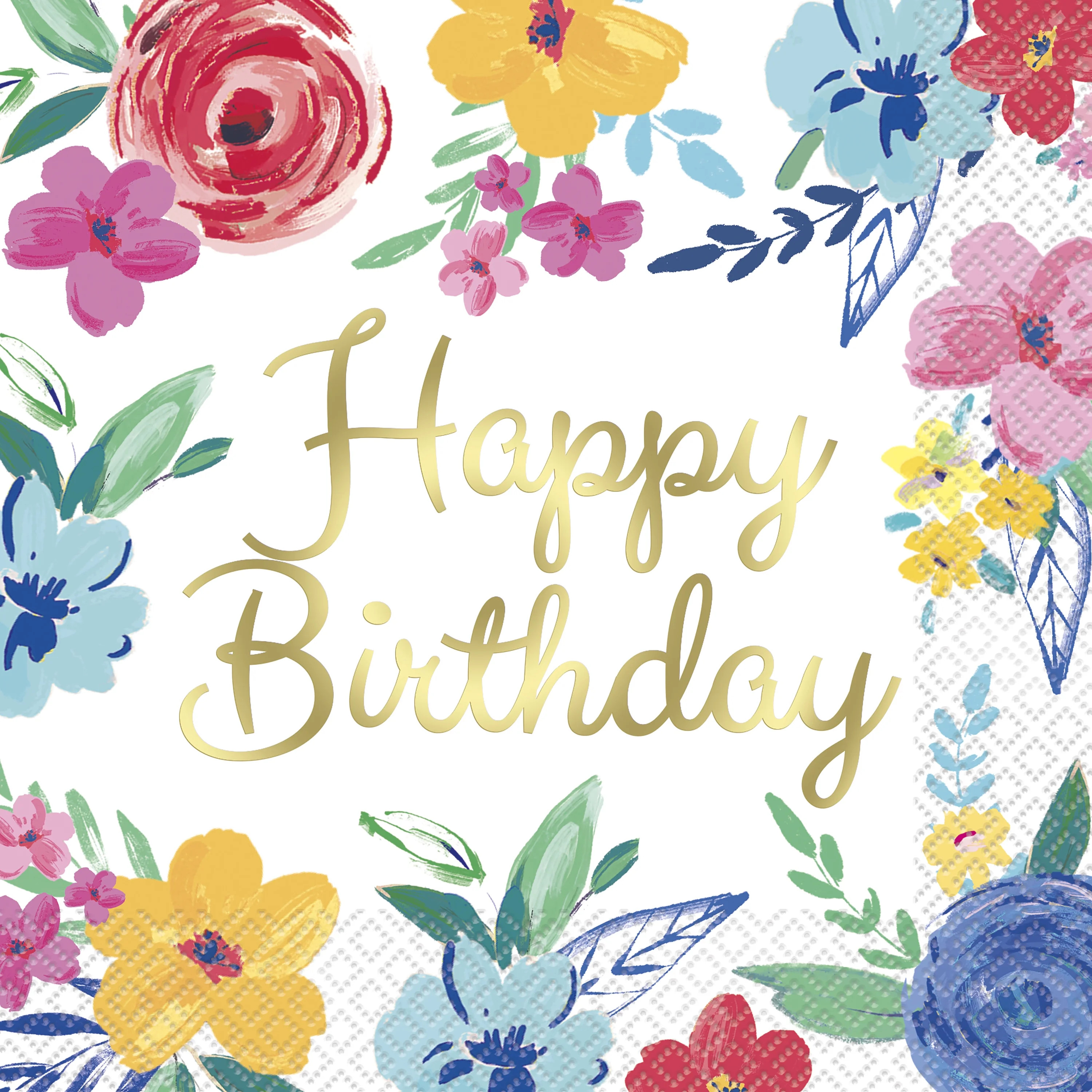The Pioneer Woman Floral Blue Birthday Paper Luncheon Napkins, 6.5in, 24ct | Walmart (US)