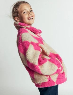 Boden Girls Collared Borg Jacket in Brown | Size 11-12 Years | Boden (US)