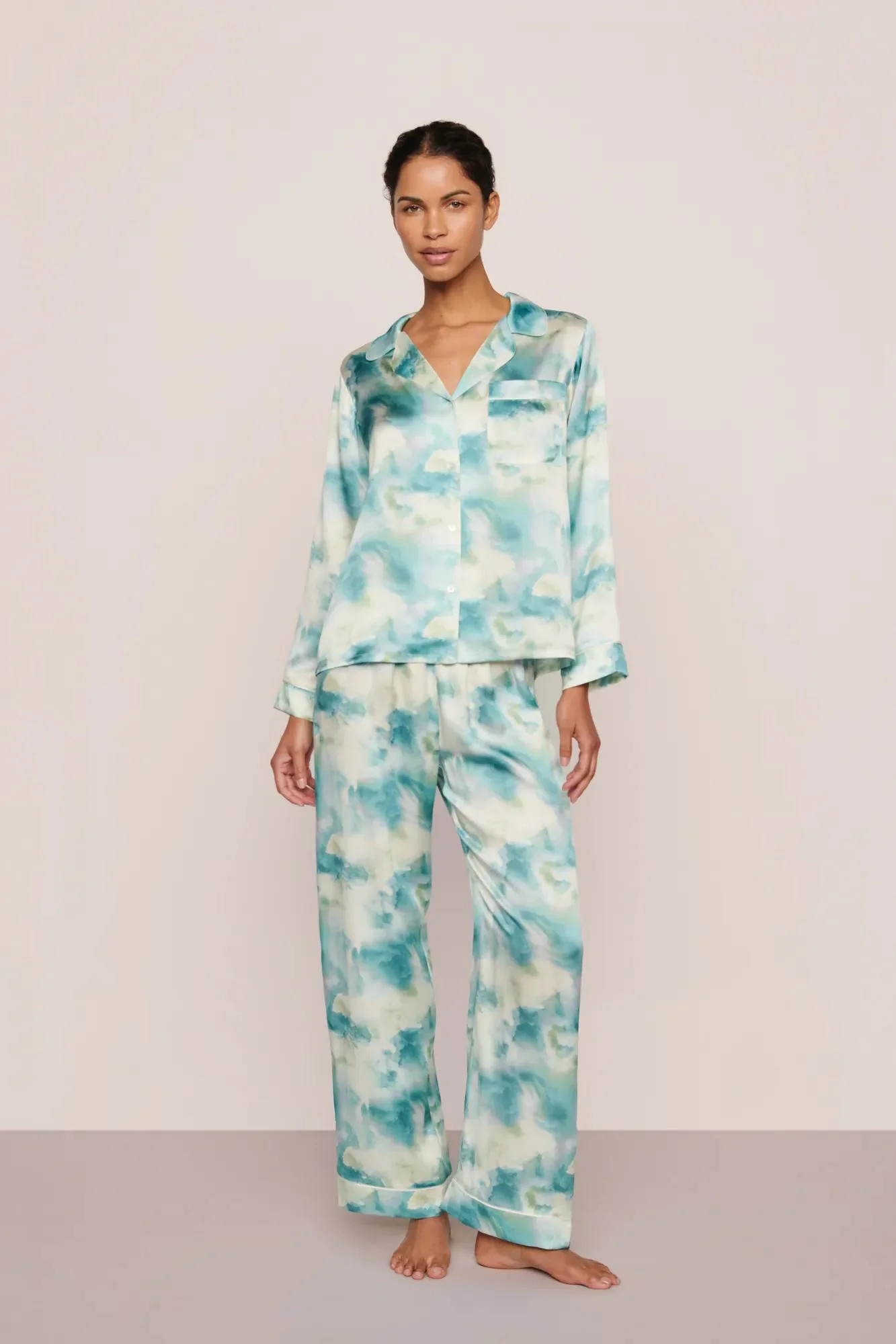 Inez Washable Silk Printed Long PJ Set | Eberjey