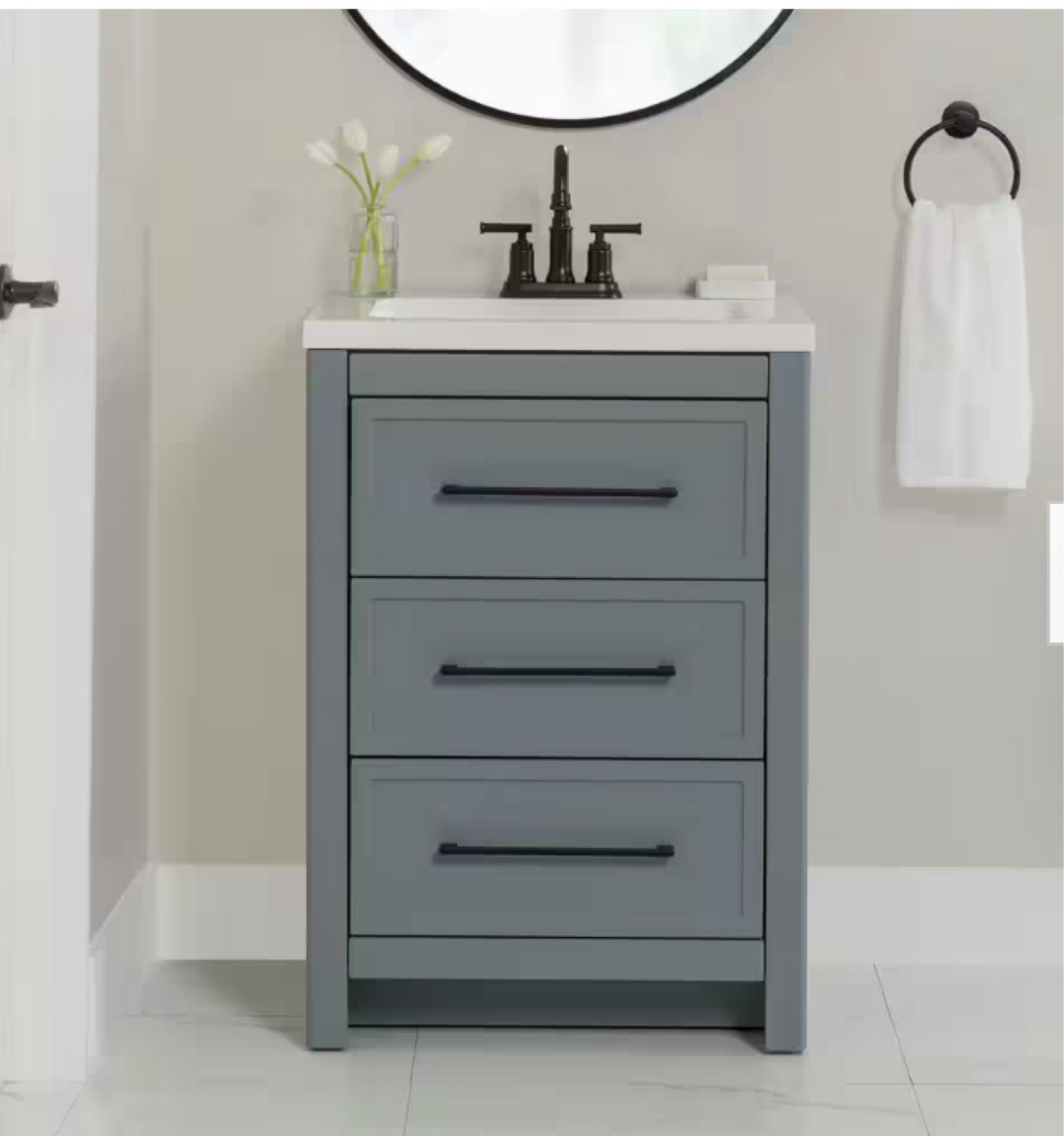 Our vanity for our tiny bathroom. Great for small spaces and comes in other sizes! 

#LTKHome #LTKCyberWeek #LTKHoliday