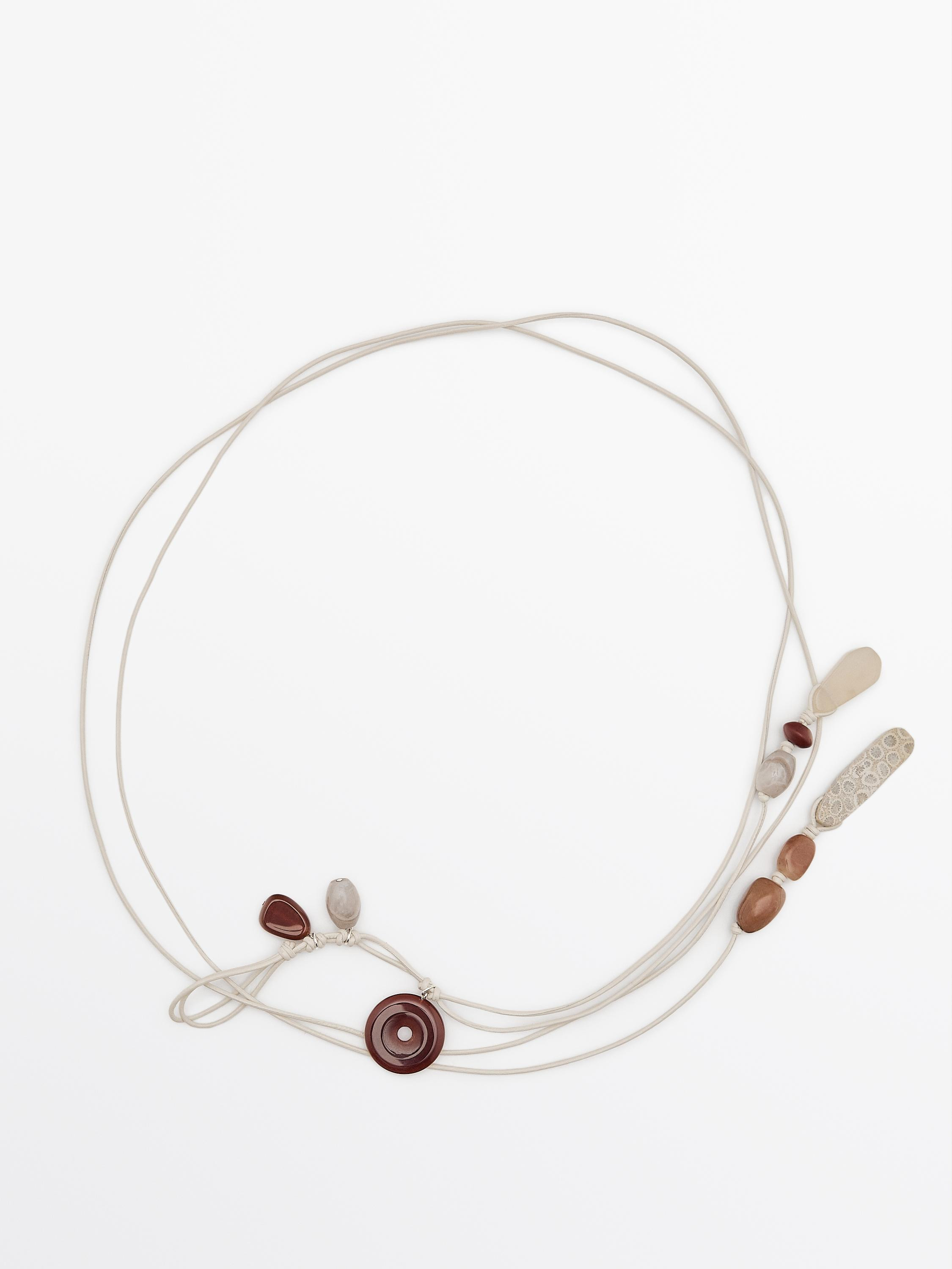 Multi-way leather cord belt with rhinestones | Massimo Dutti UK