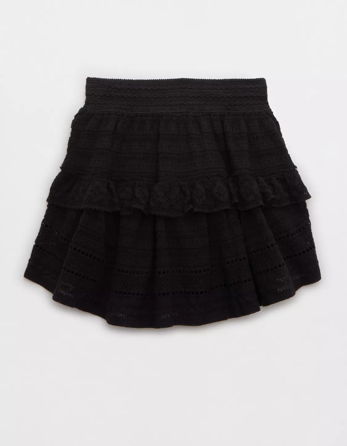 Aerie Textured Lace Ruffle Mini Skirt | American Eagle Outfitters (US & CA)