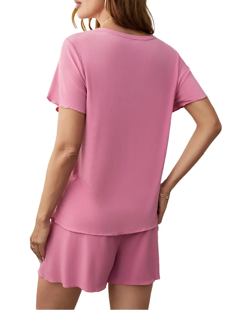 UVN Summer Pajama Sets For Women Short Sleeve Sleepwear Set Ladies Casual 2 Piece Outfits Lounge ... | Walmart (US)
