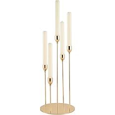 VINCIGANT Gold Taper Candle Holders,Metal 5 Arms Candelabra Candlestick Holders for Christmas Hom... | Amazon (US)