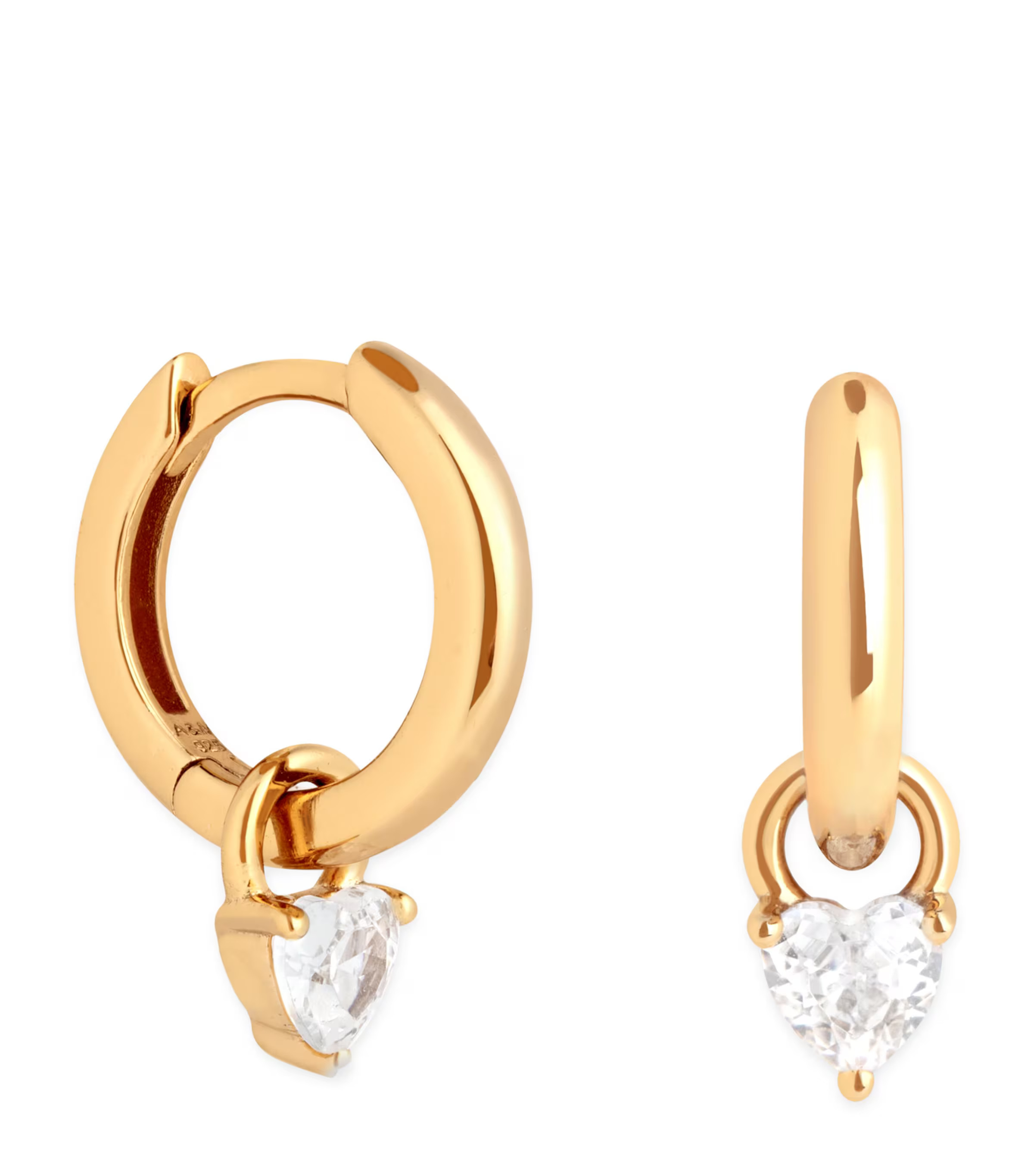 Astrid & Miyu Gold-Plated Sterling Silver and Cubic Zirconia Heart Huggie Earrings | Harrods