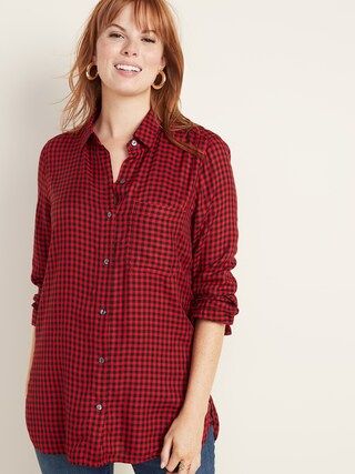 Plaid Drapey Flannel Tunic Shirt for Women | Old Navy (US)