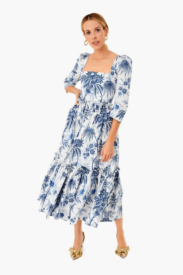Jacobean Toile Navy Blue Hill Dress | Cara Cara | Tuckernuck (US)