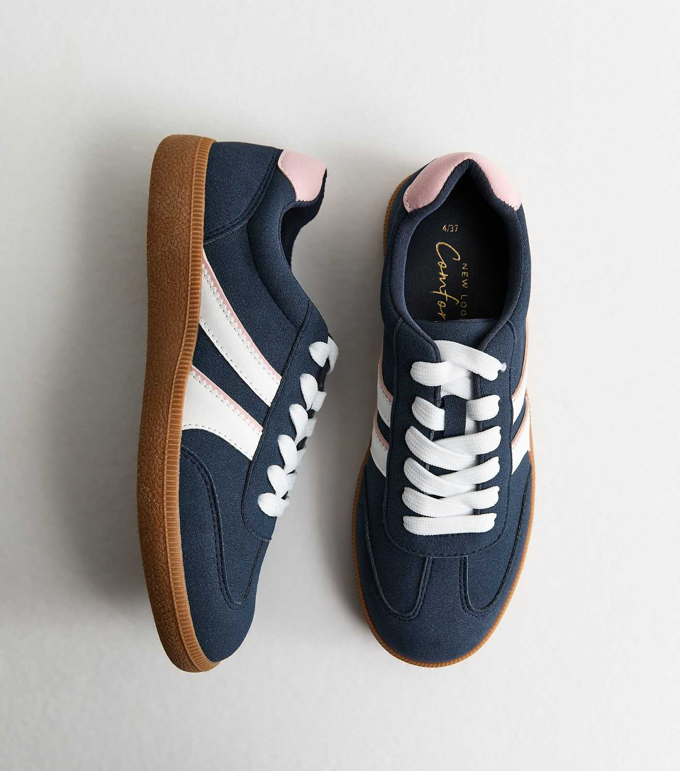 Navy Faux Suede Side Stripe Trainers | New Look | New Look (UK)