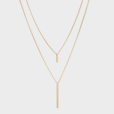 Bar Charm Layered Necklace - Universal Thread™ Gold: Lobster Claw Clasp, 3 Inch Extender, 30% Recycled Brass | Target