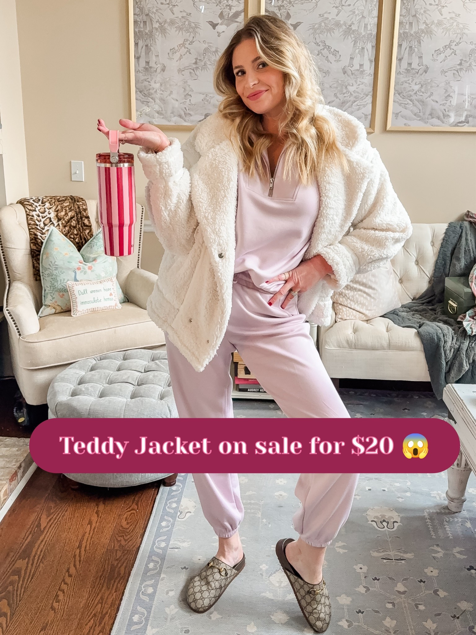 My Teddy jacket is on sale for $20… this is not a drill. Available in ivory, black, and tan. I’m wearing a medium for reference 🤍

Scuba set, Gucci clogs, tumbler, sherpa jacket, teddy coat, winter outfit, mom style 

#LTKootd #LTKSaleAlert #LTKmomlife