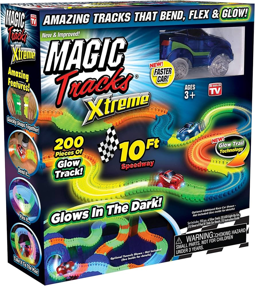 Ontel Magic Tracks Xtreme - Race Car & 10' of Flexible, Bendable Glow in The Dark Racetrack - As ... | Amazon (US)