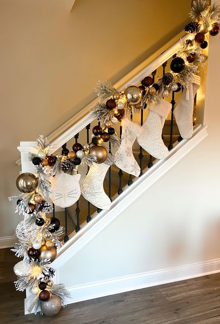 Christmas staircase garland. Christmas garland. Pet stockings. Christmas home decor  

#LTKHoliday #LTKSeasonal #LTKhome
