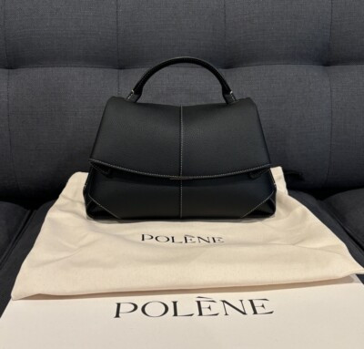 New Authentic POLÈNE Mokki Edition Textured Black Leather Handbag Made In Spain | eBay US
