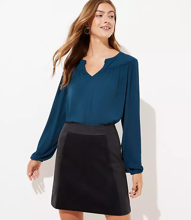 Mixed Faux Leather Skirt | LOFT | LOFT