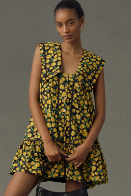 Maeve Collared Poplin Swing Mini Dress | Anthropologie (US)