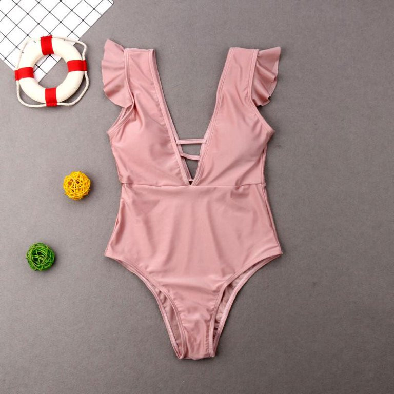 Mommy and Me One Piece Swimsuit Ruffle Solid Color Bathing Suit Family Matching Swimwear | Walmart (US)