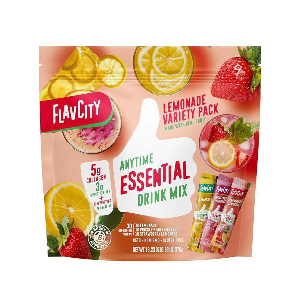 FlavCity Anytime Essential Lemonade Variety Pack - Powder Drink Mix Packets with Collagen - Lemon... | Amazon (US)
