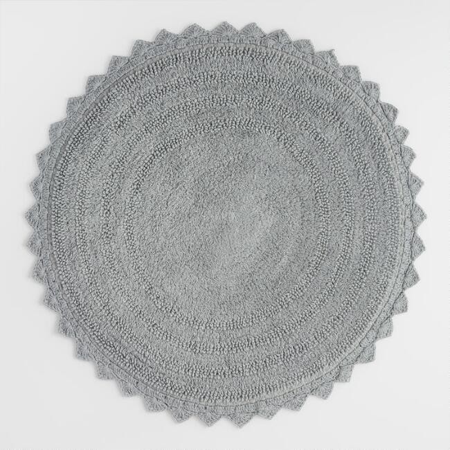 Round Frost Gray Cotton Bath Mat | World Market