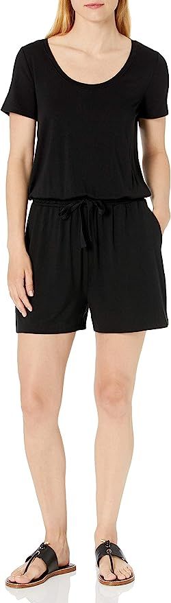 Amazon Essentials Women's Short-Sleeve Scoop-Neck Romper | Amazon (US)