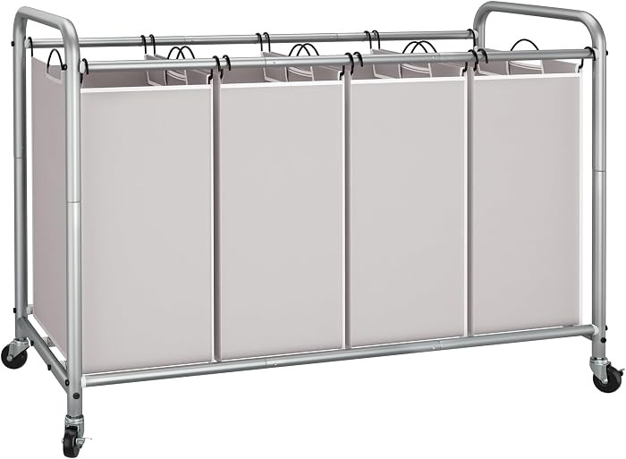 STORAGE MANIAC Laundry Sorter 4 Section, 47.5 Gal (180 L) Laundry Hamper with Wheels, Clothes Div... | Amazon (US)