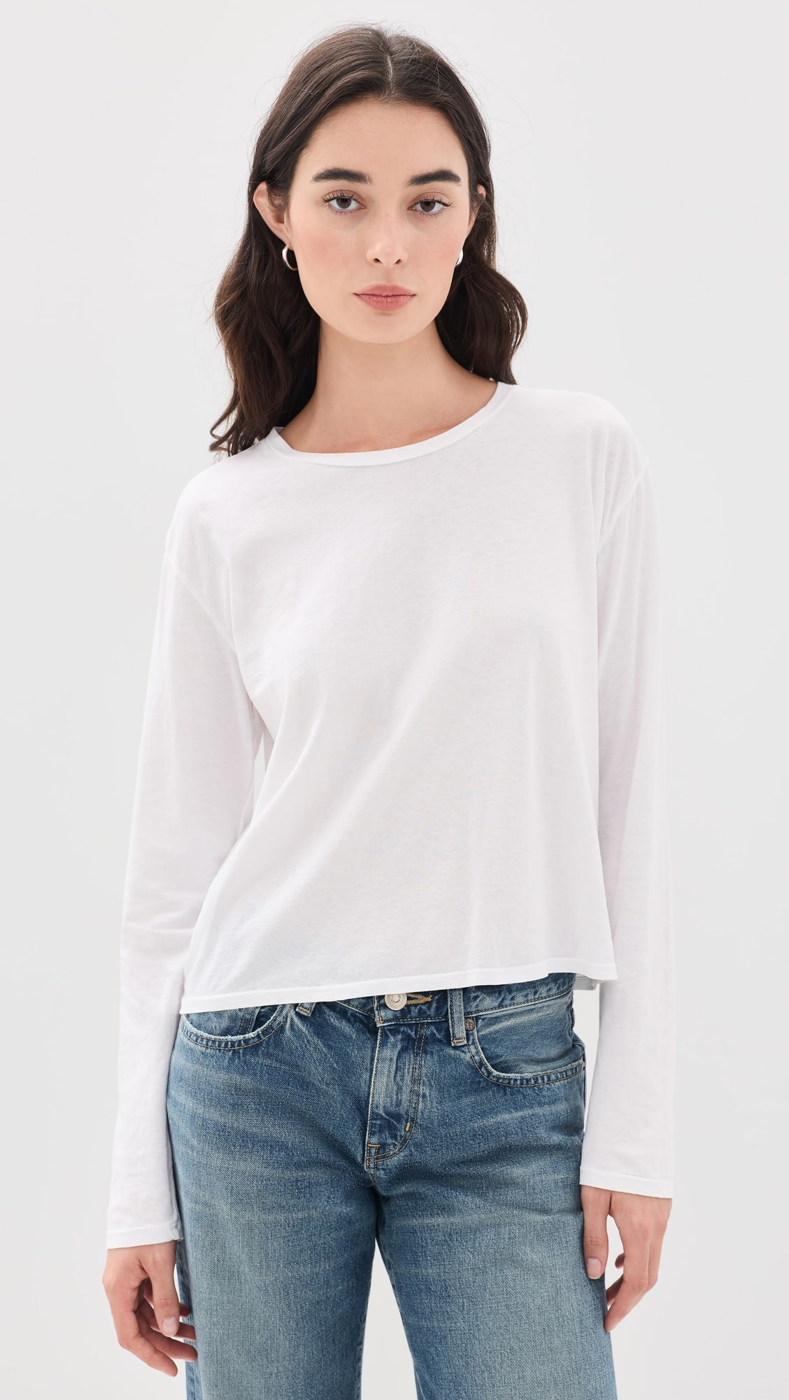 perfectwhitetee Harley Long Sleeve Boxy Crew Tee | Shopbop | Shopbop