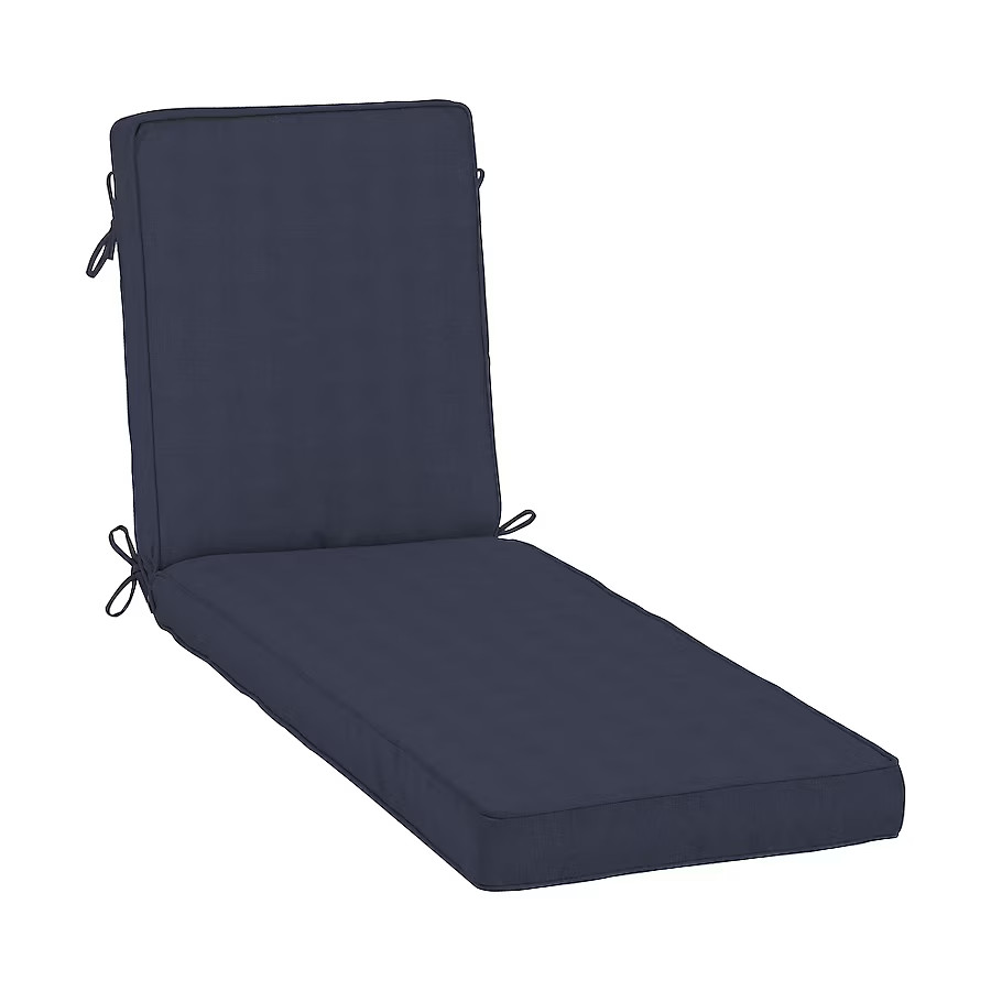 allen + roth with STAINMASTER 47-in x 23-in Navy Madera Linen Patio chaise lounge chair cushion | Lowe's