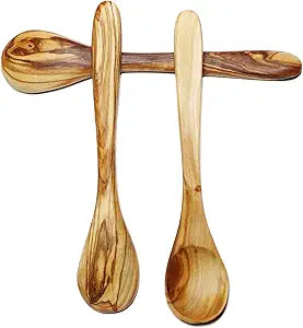 MARGOUMY 3 Small OLIVE Wood Spoons 5.6 inch, HANDCRAFTED Small Wooden Spoons for Condiments,Honey... | Amazon (US)