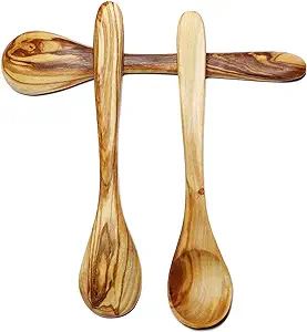 MARGOUMY 3 Small OLIVE Wood Spoons 5.6 inch, HANDCRAFTED Small Wooden Spoons for Condiments,Honey... | Amazon (US)