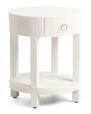 Round Raffia One Drawer Side Table | Marshalls