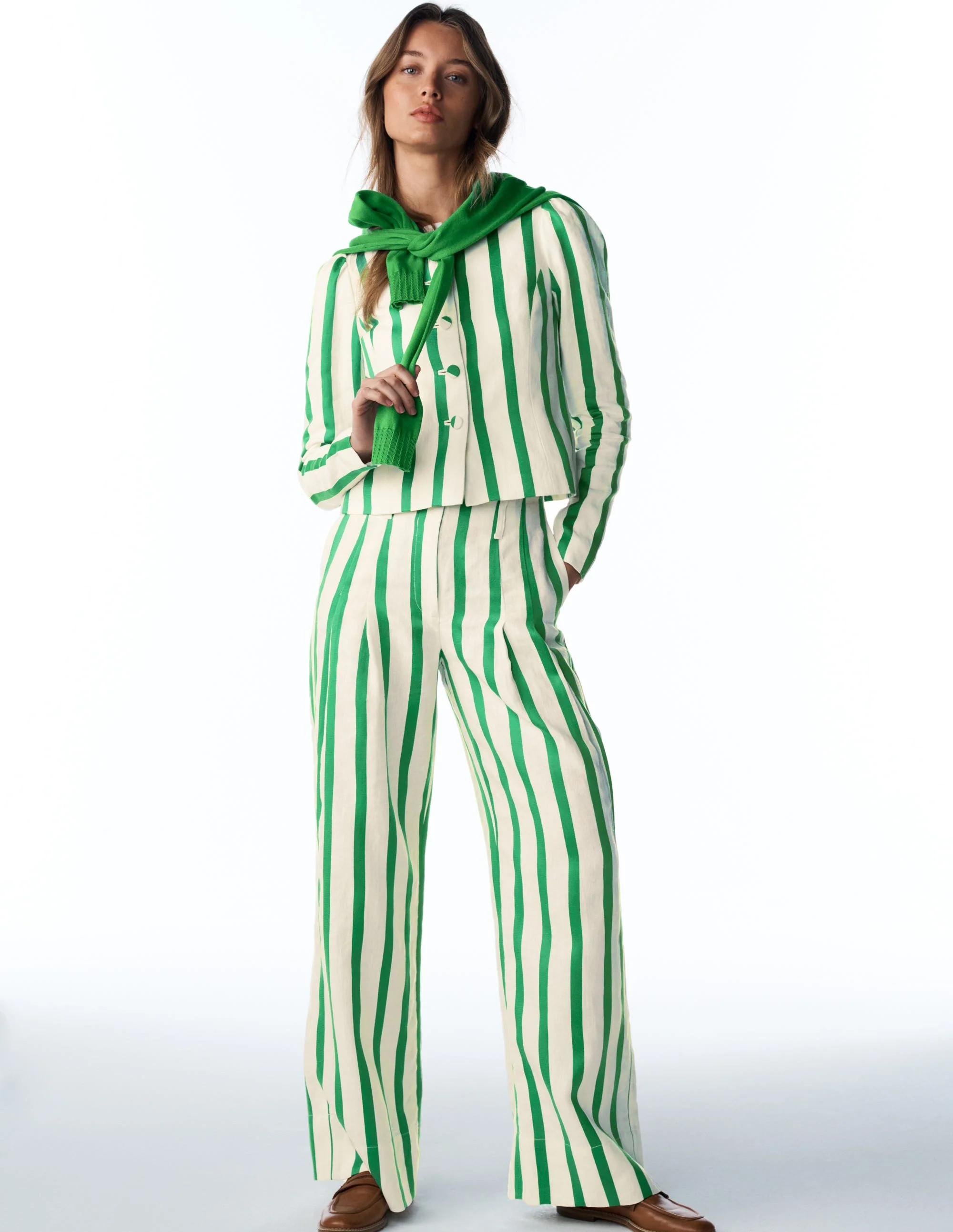 Salisbury Jacket-Ivory, Fresh Green Stripe | Boden UK