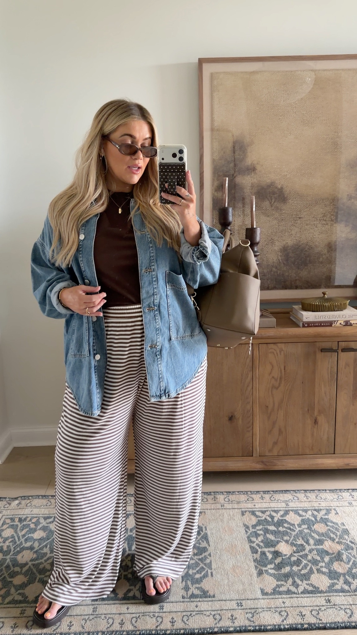 Today’s fit 🤍 #postpartum 
Tshirt — large 
Pants — XL 
Jacket — old from Amazon (will link similar) 