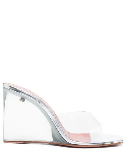 AMINA MUADDI Lupita Transparent Wedge Sandals - Farfetch | Farfetch Global