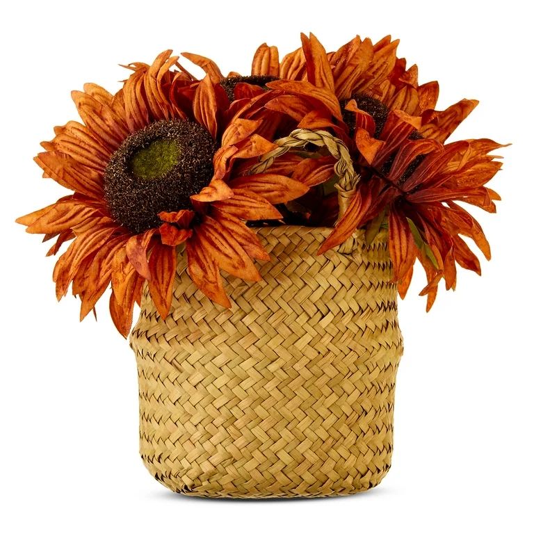 Harvest Orange Sunflower Basket Indoor Table Decor by Way To Celebrate | Walmart (US)