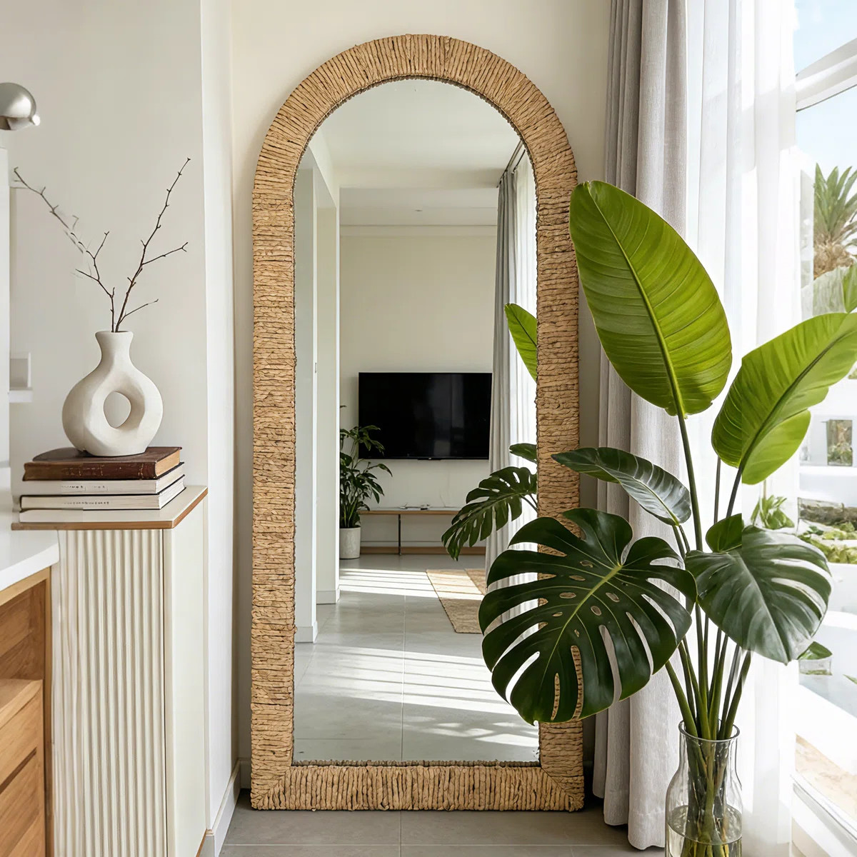 Compare Similar ItemsHandwoven Rope Frame Arched Full Length Mirror for Living Room, Bedroom, Bat... | Wayfair North America