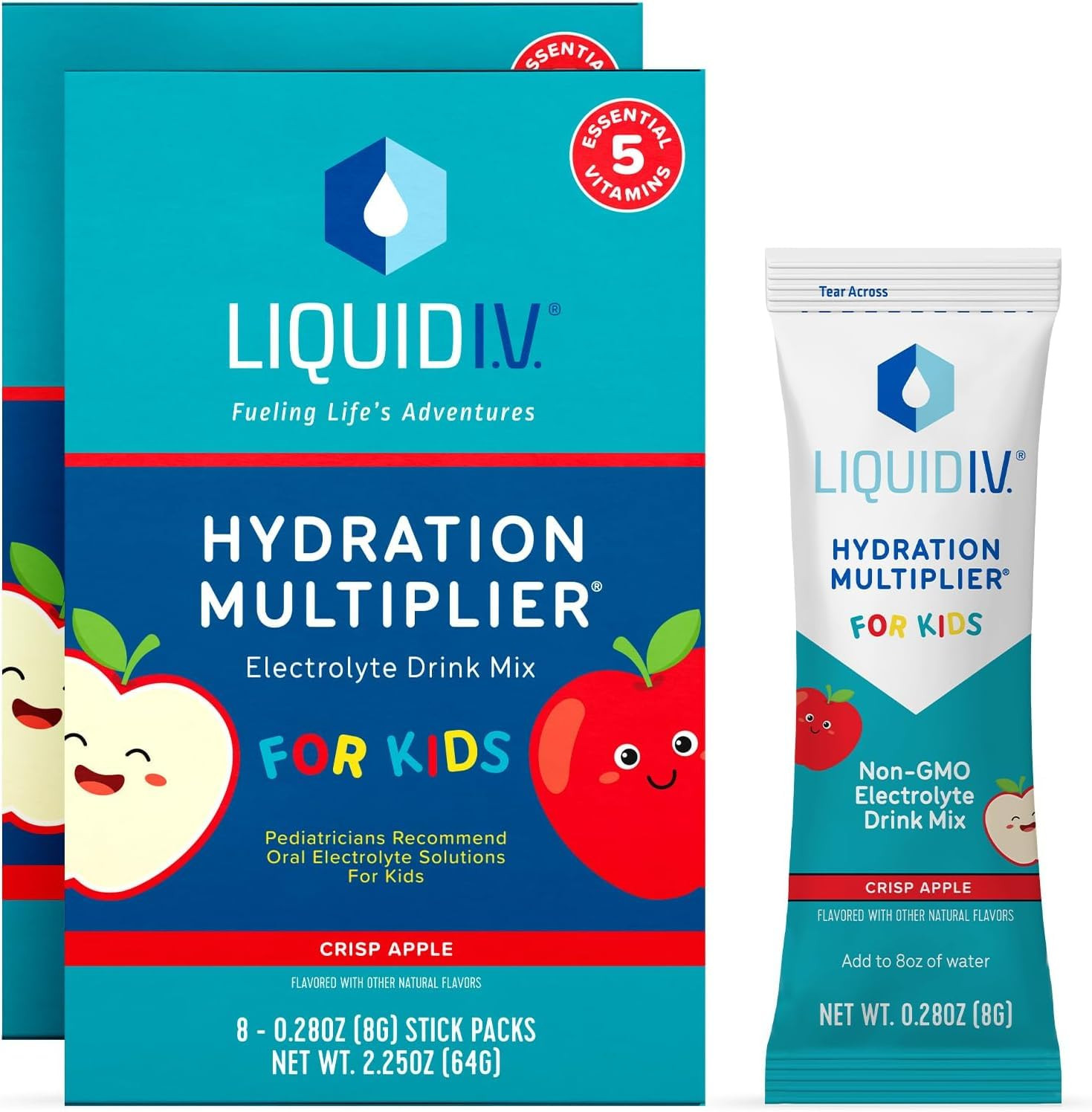 Liquid I.V.® Hydration Multiplier® +Kids - Crisp Red Apple | Electrolyte Powder Drink Mix | 2 P... | Amazon (US)