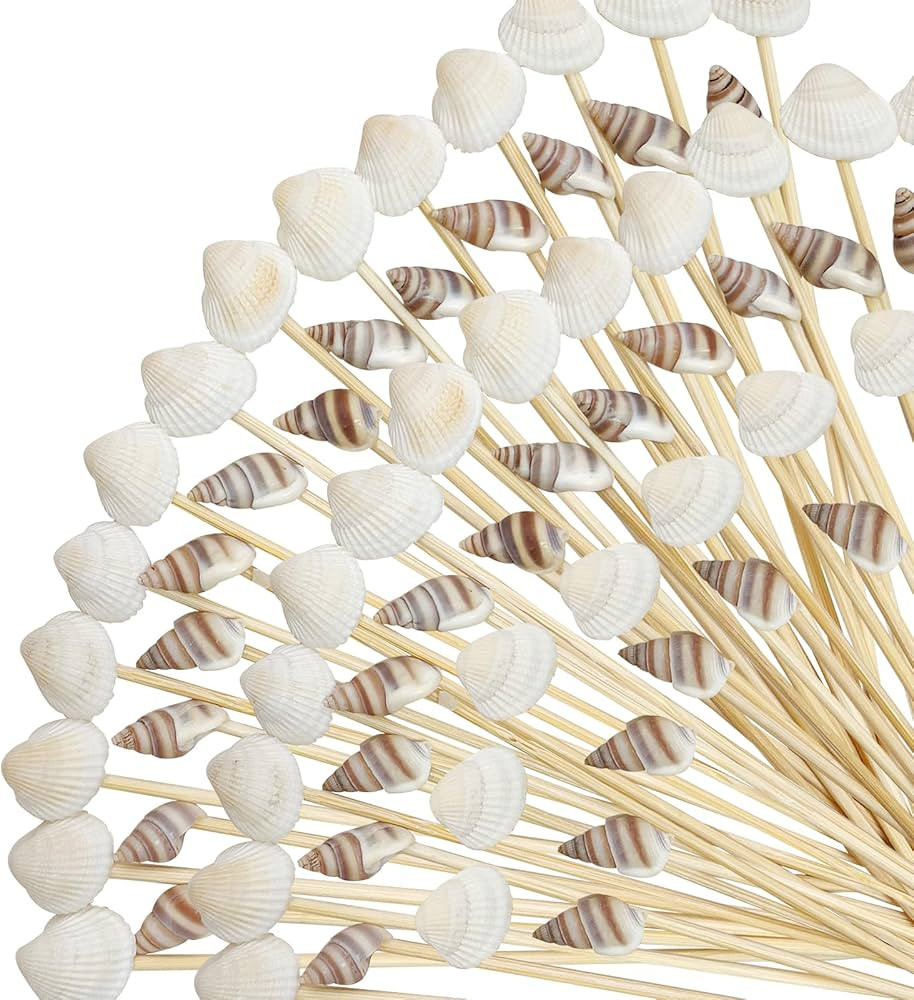 200Pcs Seashell Cocktail Picks,Beach Hawaiian Lua Party Pick 4.7 Inch Fancy Appetizer Tooth Picks... | Amazon (US)