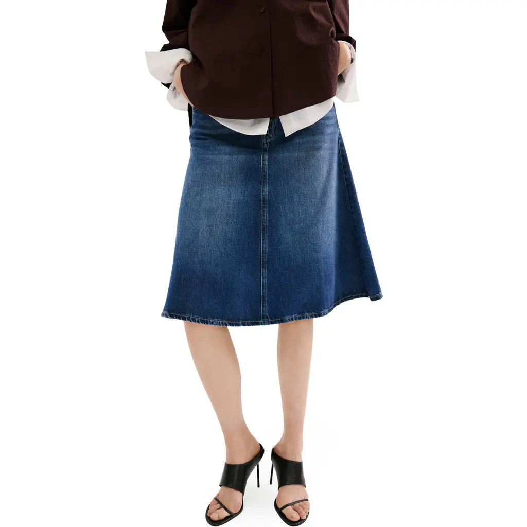MANGO Denim Midi Skirt in Dark Blue at Nordstrom, Size Small | Nordstrom